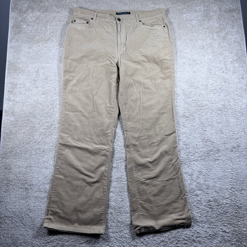Lauren Ralph Lauren Tan Corduroy Pants Women's Size 16 VTG‎ 90s Y2K